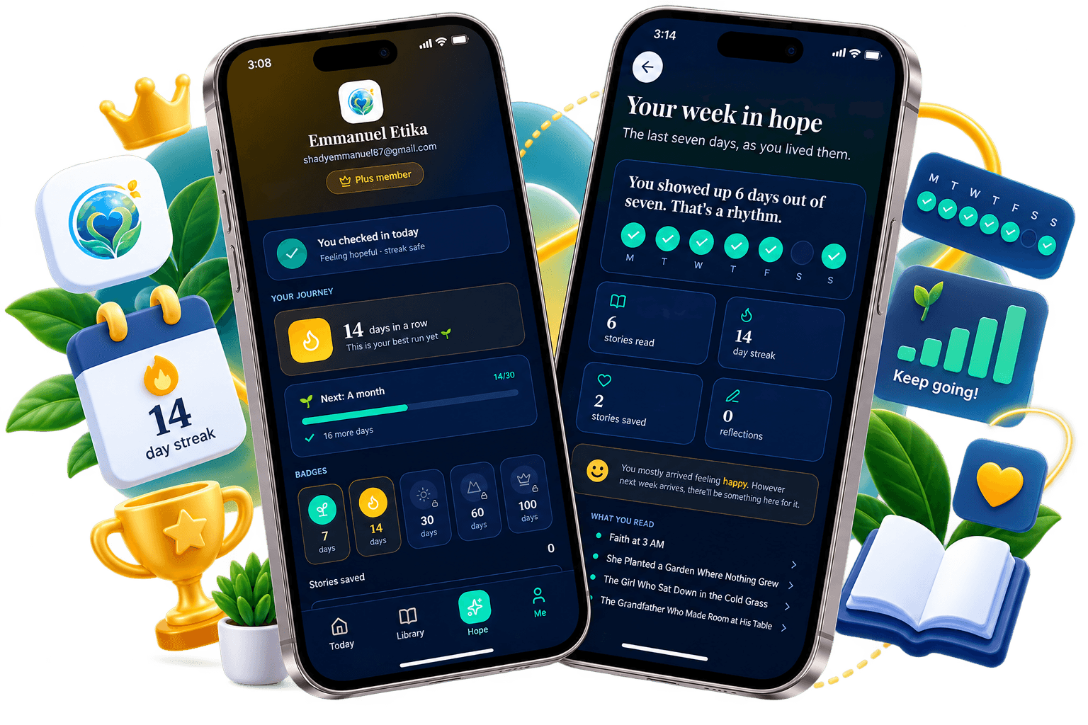 The daily check-in streak in Planet Positive