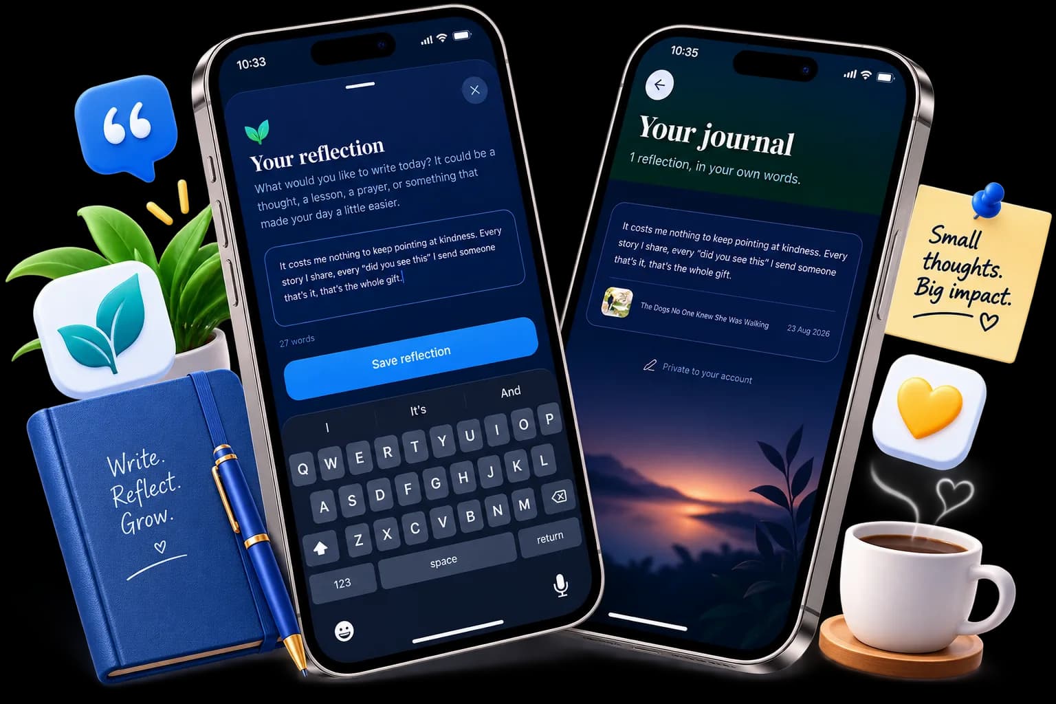 The private reflection journal in Planet Positive