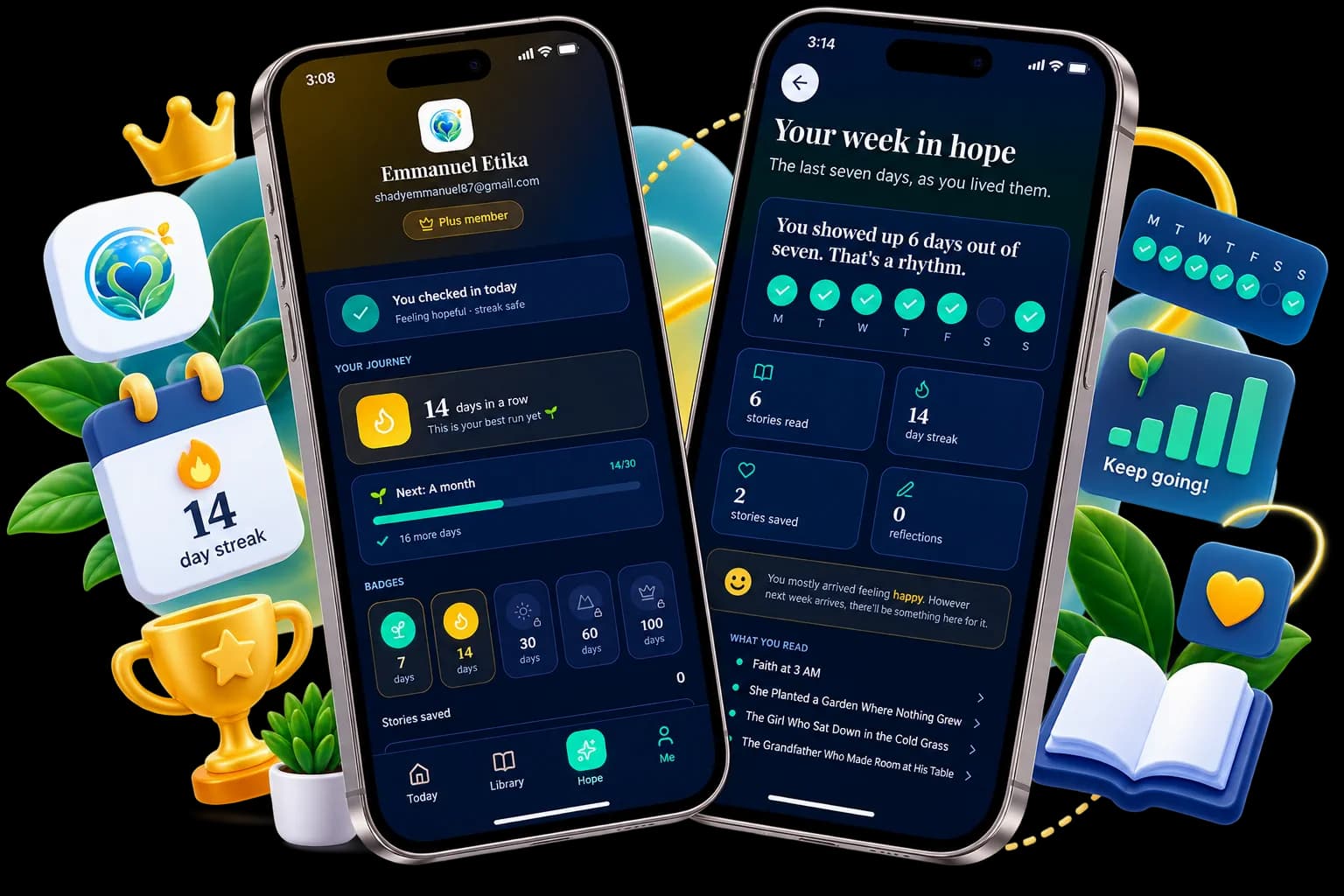 The daily check-in streak in Planet Positive